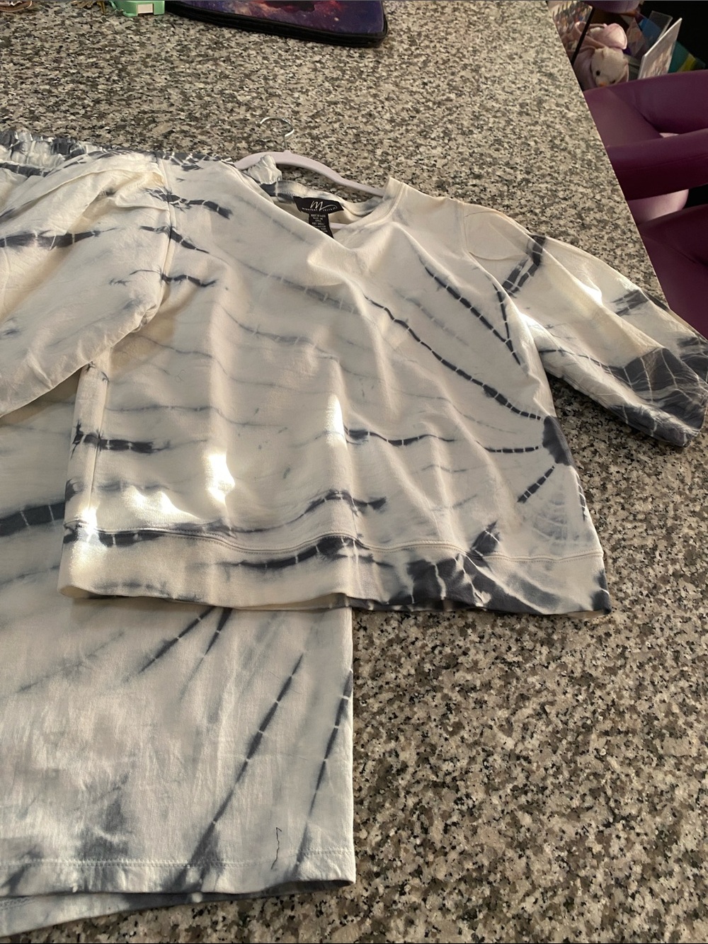 Skirt set tie dye figure flattering skirt with Cotton Top - Size M
